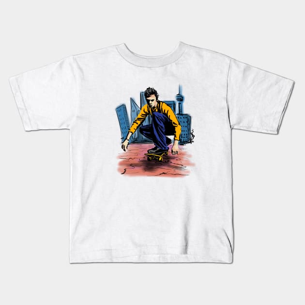 Skateboarder Kids T-Shirt by sibosssr